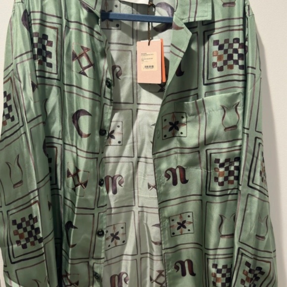 Nanushka Duco Tile Silk Button-up Shirt - Picture 2 of 2